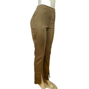 Threadbare Women's Brown Faux Suede Slim-Fit Pants With Front-Slits Sz 4
